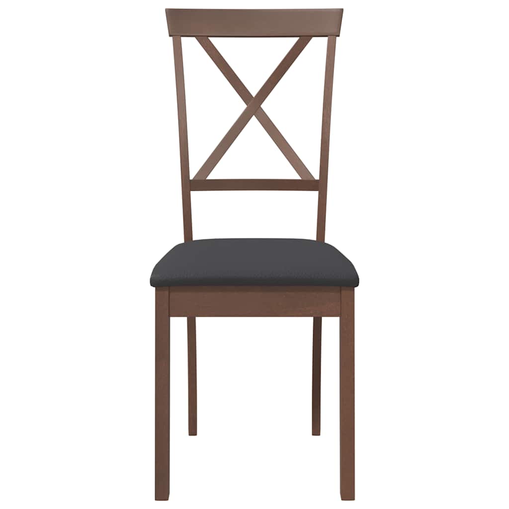 Sedie da Pranzo con Cuscini 2pz Marrone Legno Massello di Hevea