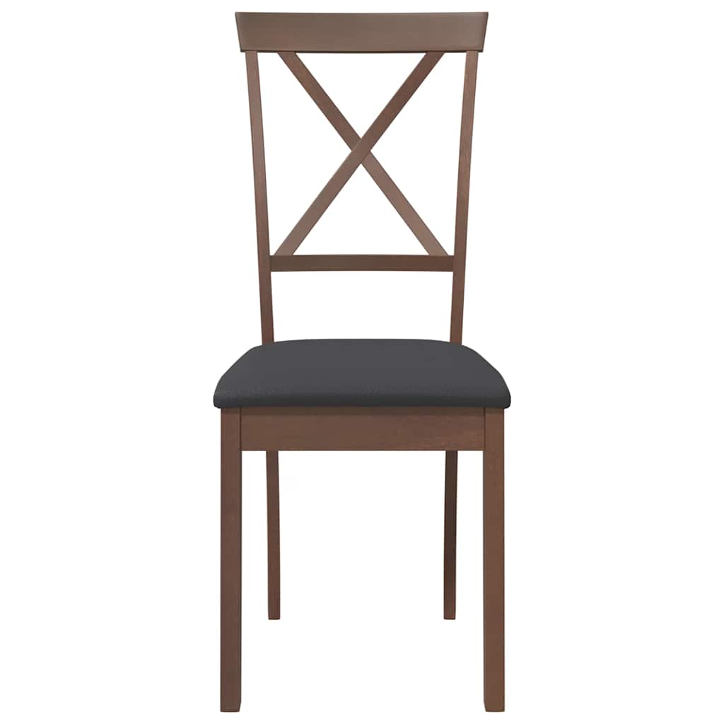 Sedie da Pranzo con Cuscini 2pz Marrone Legno Massello di Hevea 4102402