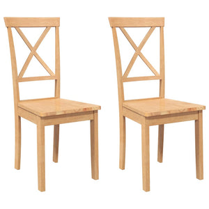 vidaXL Sedie da Pranzo 2 pz in Legno Massello di Hevea