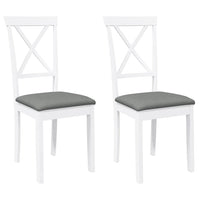 Sedie da Pranzo con Cuscini 2 pz Bianco Legno Massello di Hevea 4102405