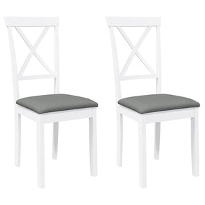 Sedie da Pranzo con Cuscini 2 pz Bianco Legno Massello di Hevea 4102405