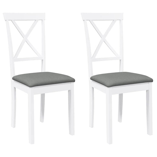 Sedie da Pranzo con Cuscini 2 pz Bianco Legno Massello di Hevea 4102405