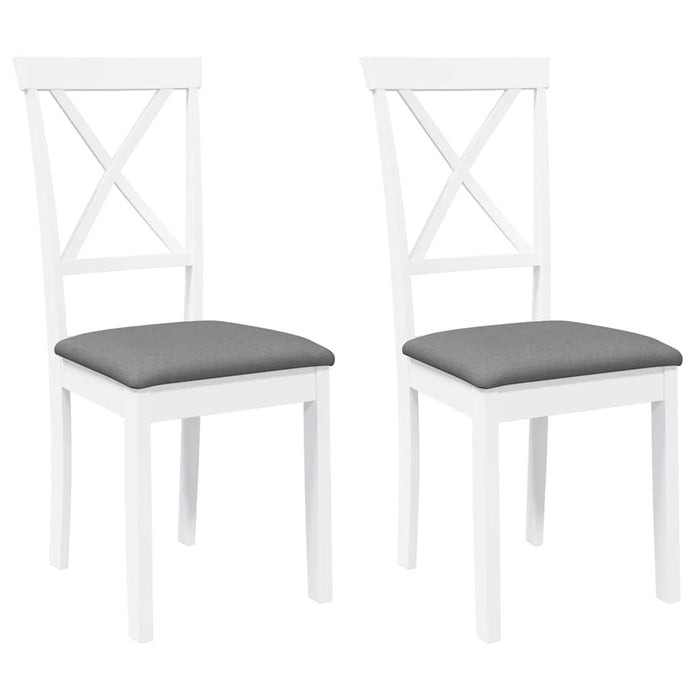Sedie da Pranzo con Cuscini 2 pz Bianco Legno Massello di Hevea 4102405