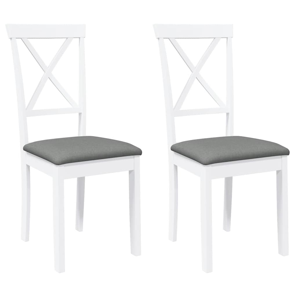 vidaXL Sedie da Pranzo con Cuscini 2 pz Bianco Legno Massello di Hevea