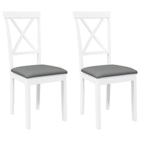 vidaXL Sedie da Pranzo con Cuscini 2 pz Bianco Legno Massello di Hevea