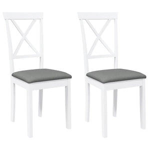 vidaXL Sedie da Pranzo con Cuscini 2 pz Bianco Legno Massello di Hevea