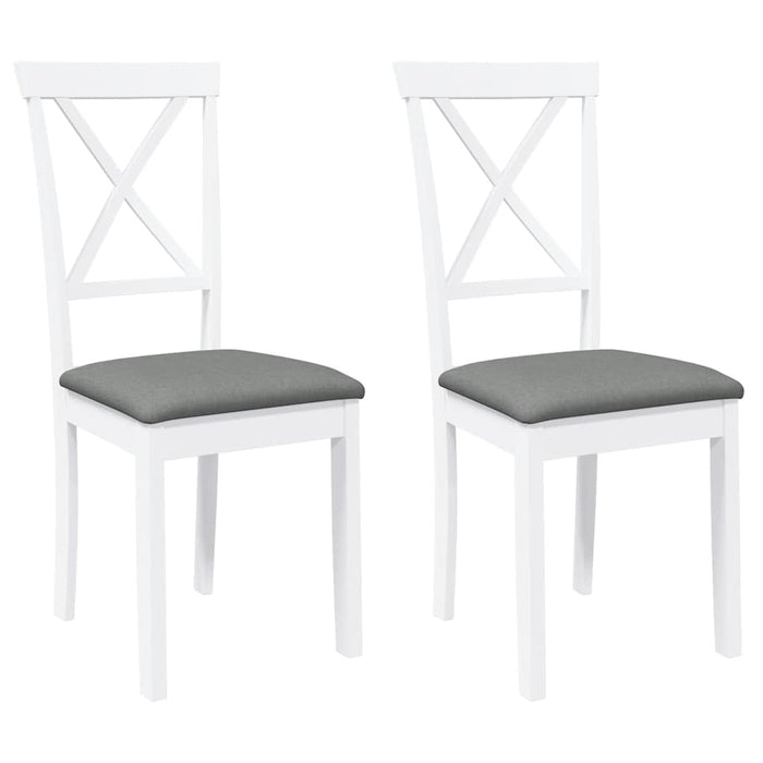 vidaXL Sedie da Pranzo con Cuscini 2 pz Bianco Legno Massello di Hevea