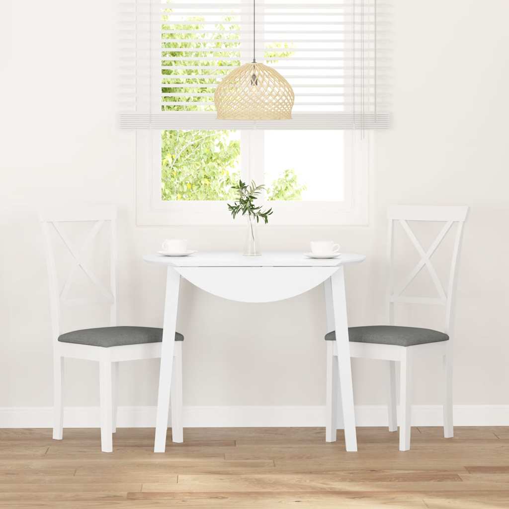 Sedie da Pranzo con Cuscini 2 pz Bianco Legno Massello di Hevea 4102405