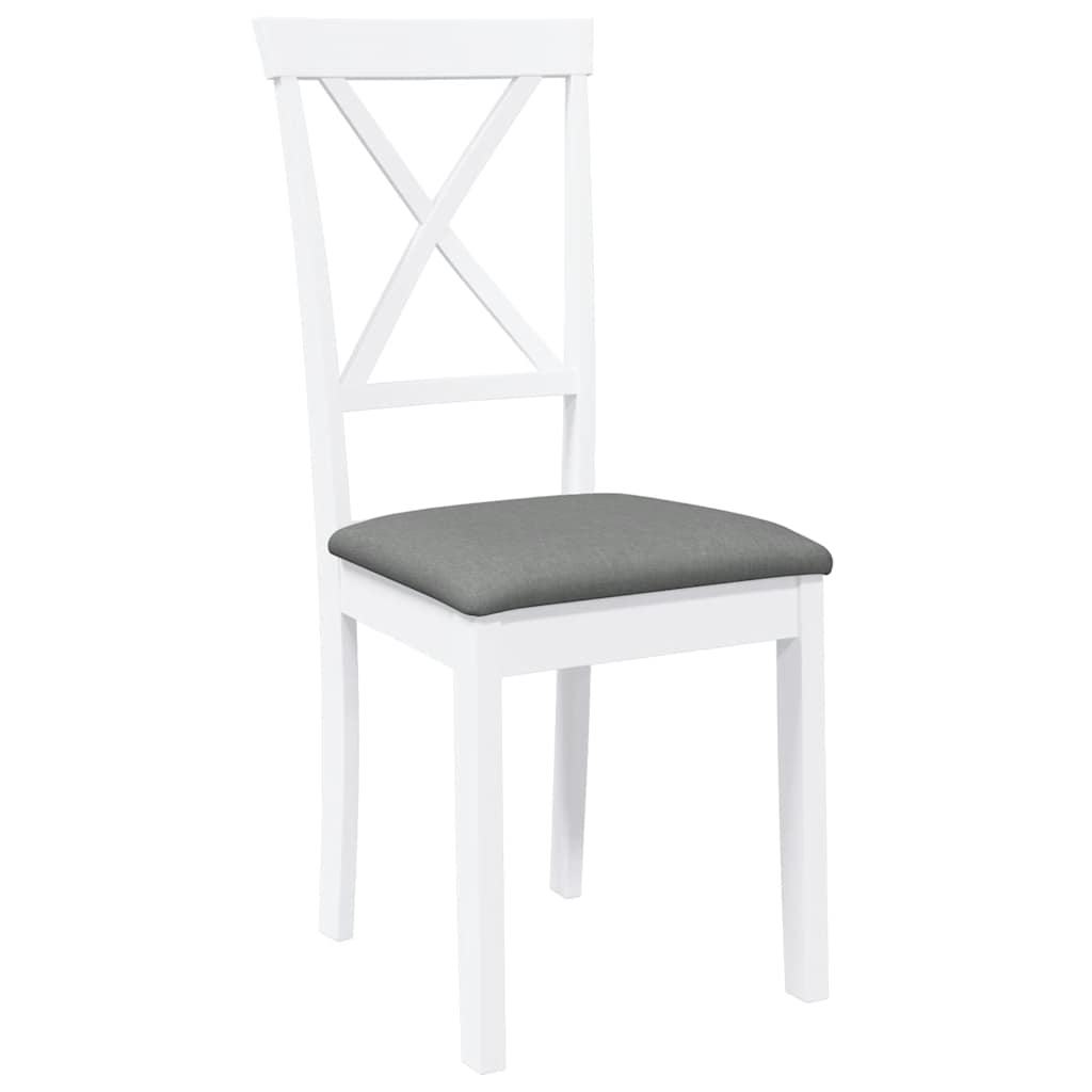 Sedie da Pranzo con Cuscini 2 pz Bianco Legno Massello di Hevea 4102405
