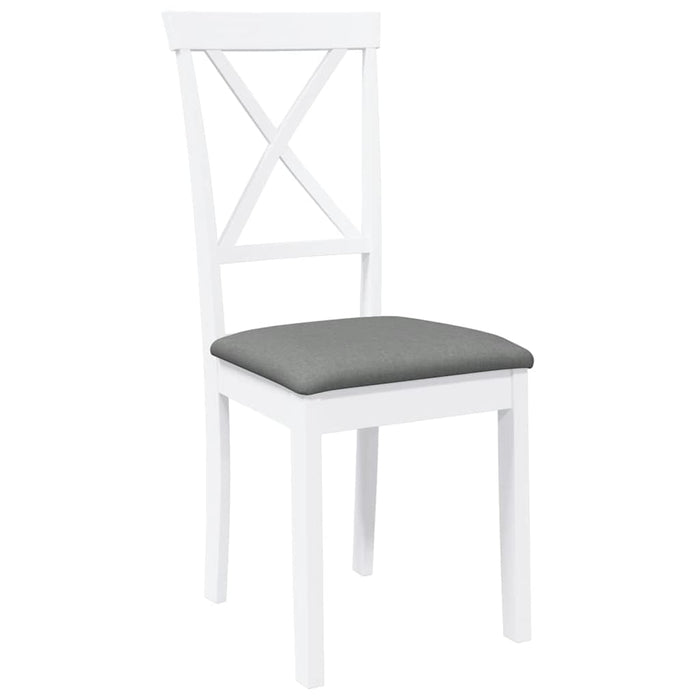 Sedie da Pranzo con Cuscini 2 pz Bianco Legno Massello di Hevea 4102405