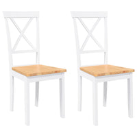 Sedie da Pranzo 2 pz Bianche in Legno Massello di Hevea 4102406