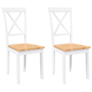 Sedie da Pranzo 2 pz Bianche in Legno Massello di Hevea 4102406
