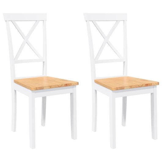 Sedie da Pranzo 2 pz Bianche in Legno Massello di Hevea 4102406