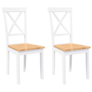 vidaXL Sedie da Pranzo 2 pz Bianche in Legno Massello di Hevea