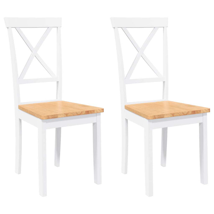 vidaXL Sedie da Pranzo 2 pz Bianche in Legno Massello di Hevea
