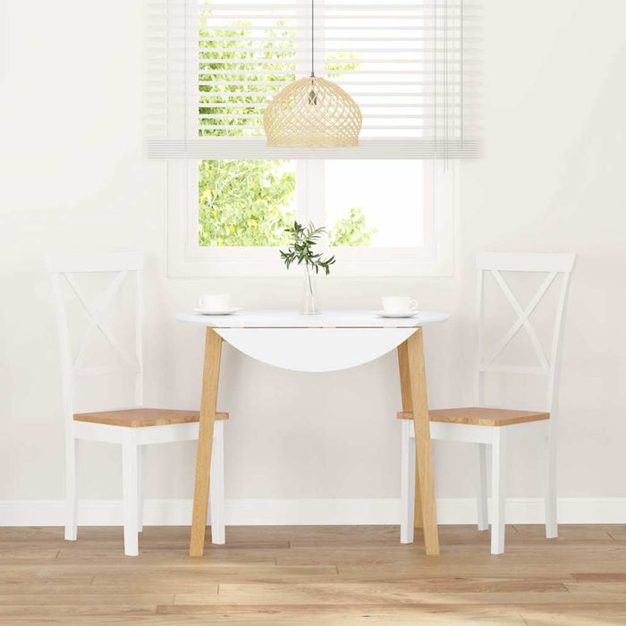 Sedie da Pranzo 2 pz Bianche in Legno Massello di Hevea 4102406