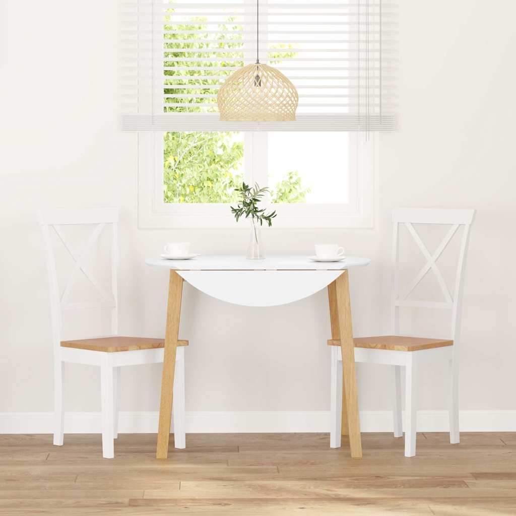 vidaXL Sedie da Pranzo 2 pz Bianche in Legno Massello di Hevea