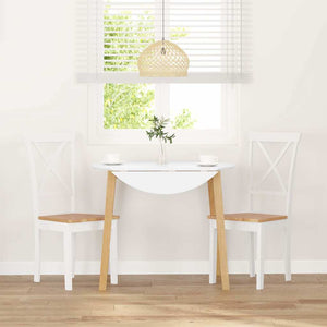 vidaXL Sedie da Pranzo 2 pz Bianche in Legno Massello di Hevea