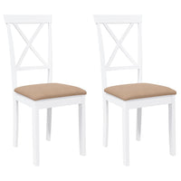 Sedie da Pranzo con Cuscini 2 pz Bianco Legno Massello di Hevea 4102408