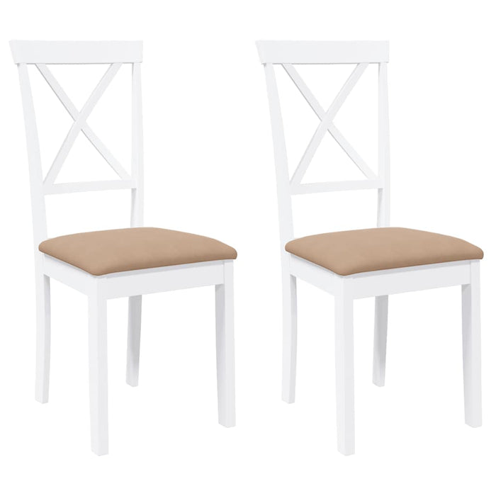 Sedie da Pranzo con Cuscini 2 pz Bianco Legno Massello di Hevea 4102408