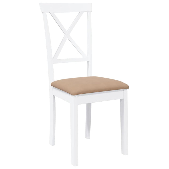 Sedie da Pranzo con Cuscini 2 pz Bianco Legno Massello di Hevea 4102408