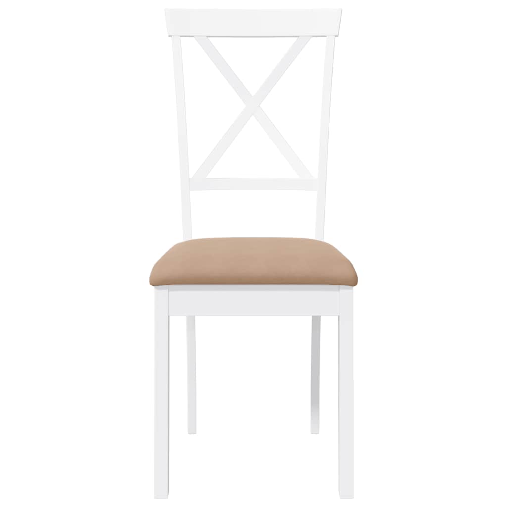 Sedie da Pranzo con Cuscini 2 pz Bianco Legno Massello di Hevea