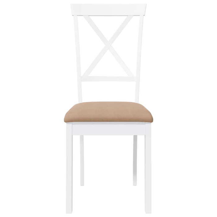 Sedie da Pranzo con Cuscini 2 pz Bianco Legno Massello di Hevea