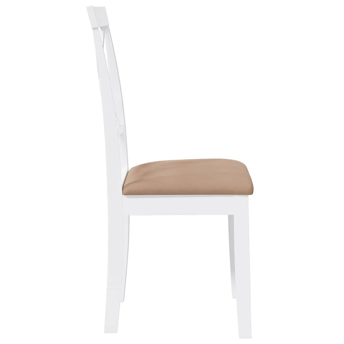 Sedie da Pranzo con Cuscini 2 pz Bianco Legno Massello di Hevea 4102408