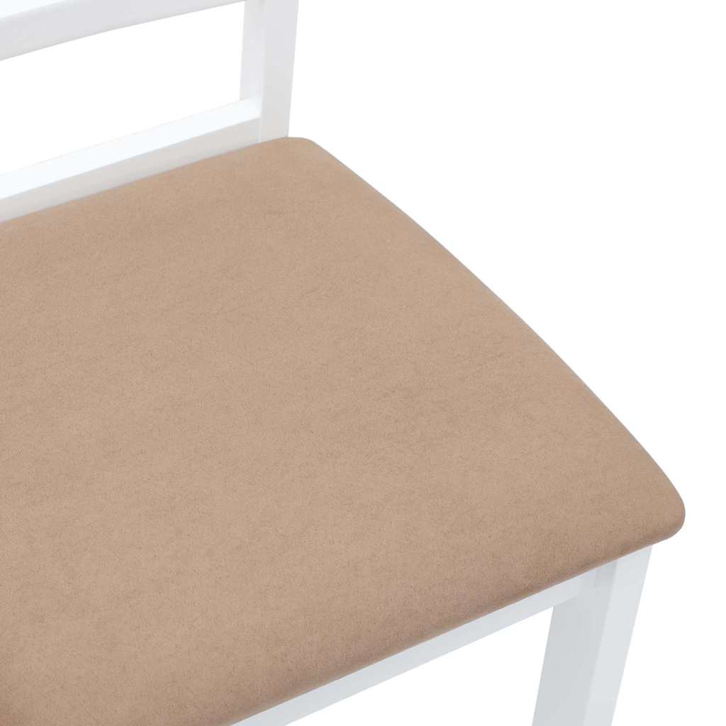 Sedie da Pranzo con Cuscini 2 pz Bianco Legno Massello di Hevea