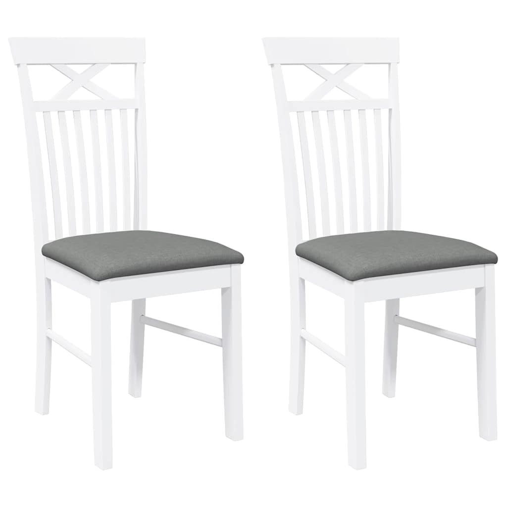 vidaXL Sedie da Pranzo con Cuscini 2 pz Bianco Legno Massello di Hevea
