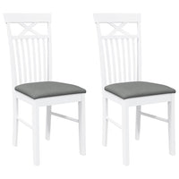 vidaXL Sedie da Pranzo con Cuscini 2 pz Bianco Legno Massello di Hevea