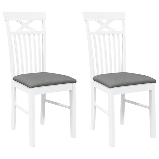vidaXL Sedie da Pranzo con Cuscini 2 pz Bianco Legno Massello di Hevea