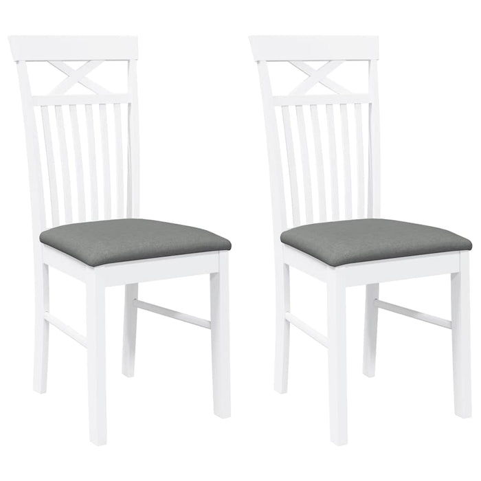 vidaXL Sedie da Pranzo con Cuscini 2 pz Bianco Legno Massello di Hevea