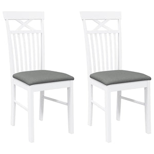 Sedie da Pranzo con Cuscini 2 pz Bianco Legno Massello di Hevea 4102413