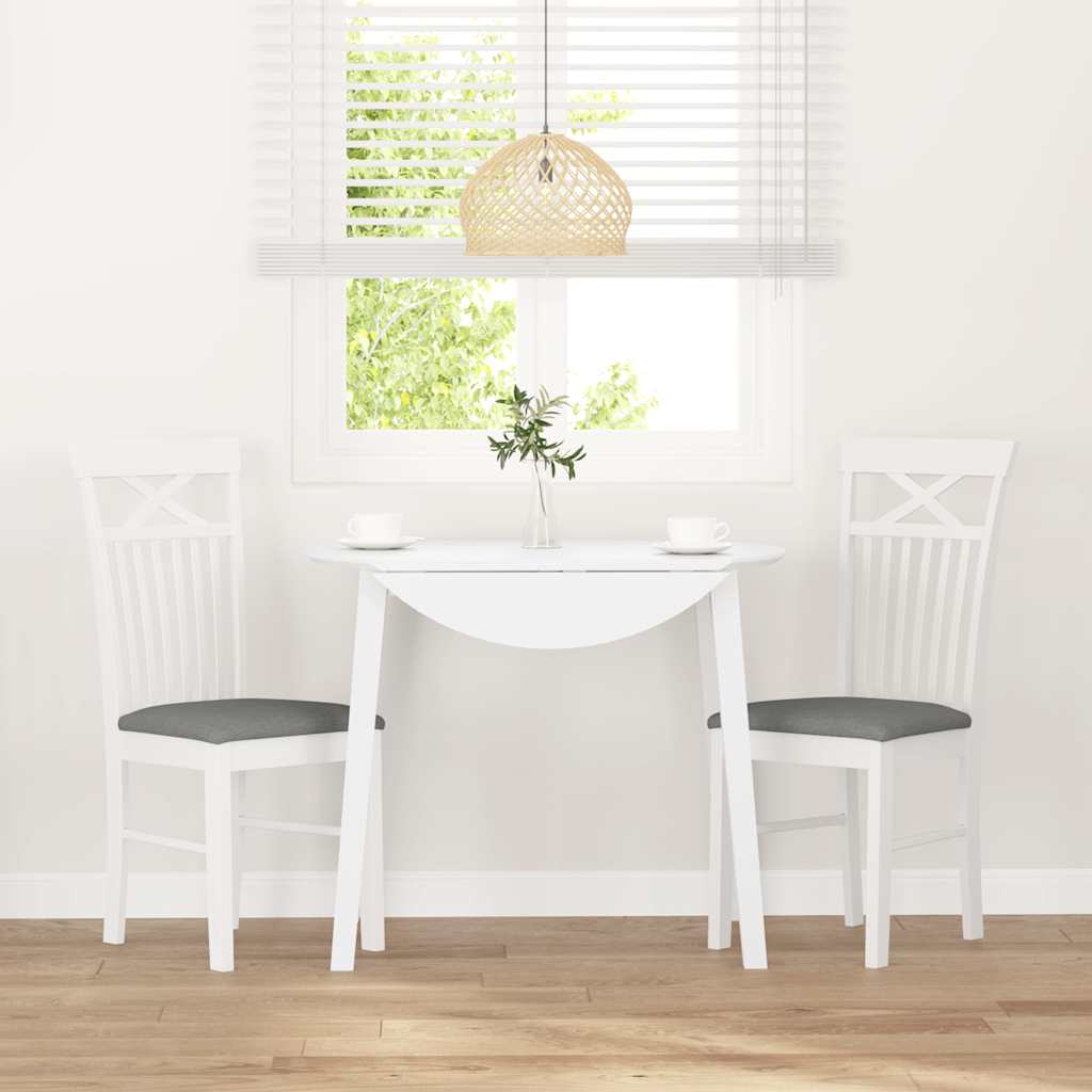 Sedie da Pranzo con Cuscini 2 pz Bianco Legno Massello di Hevea 4102413