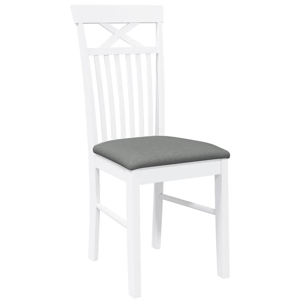 Sedie da Pranzo con Cuscini 2 pz Bianco Legno Massello di Hevea 4102413