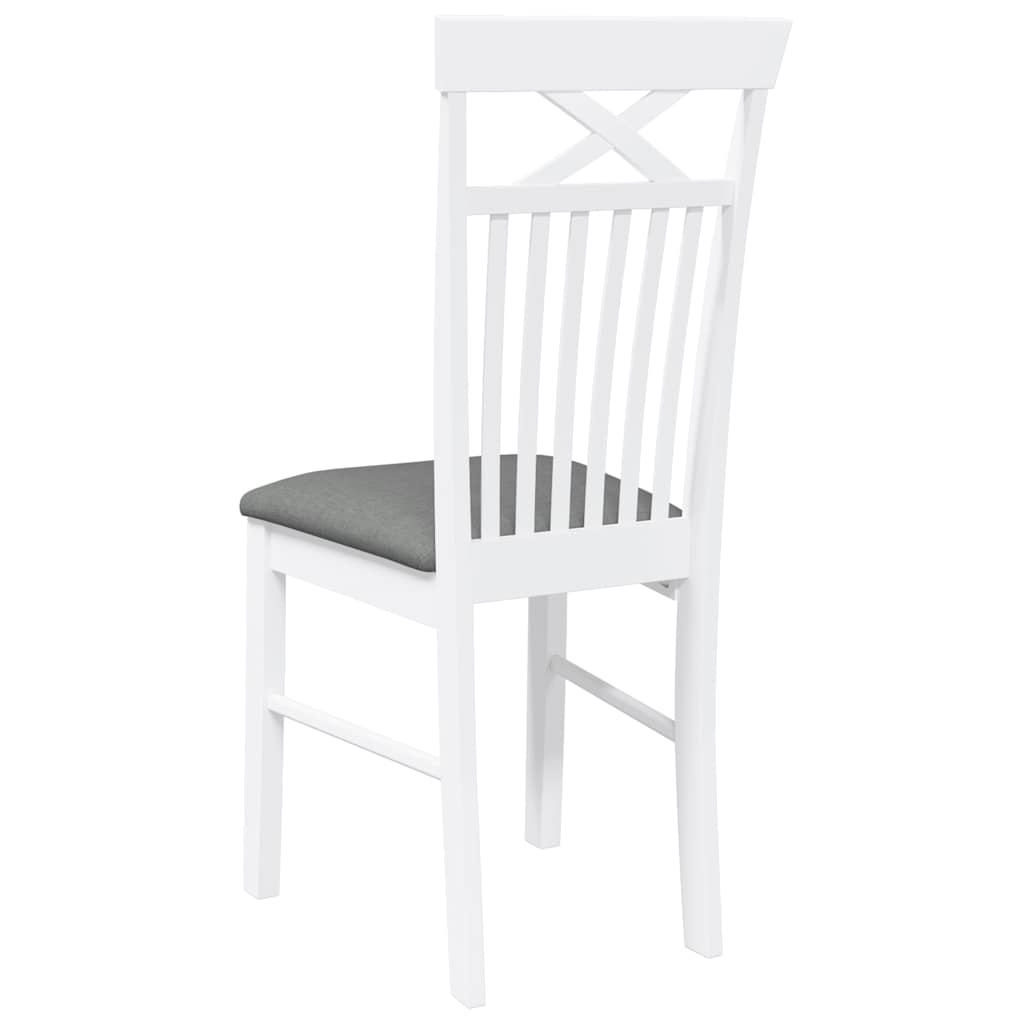 vidaXL Sedie da Pranzo con Cuscini 2 pz Bianco Legno Massello di Hevea