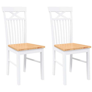 Sedie da Pranzo 2 pz Bianche in Legno Massello di Hevea 4102414