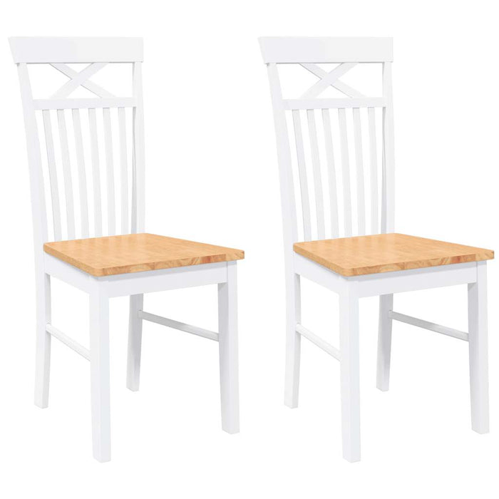 Sedie da Pranzo 2 pz Bianche in Legno Massello di Hevea 4102414