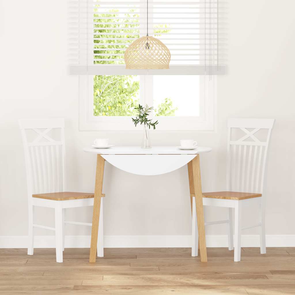 Sedie da Pranzo 2 pz Bianche in Legno Massello di Hevea 4102414