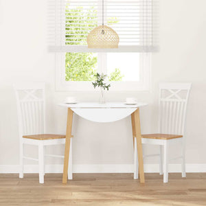 Sedie da Pranzo 2 pz Bianche in Legno Massello di Hevea 4102414