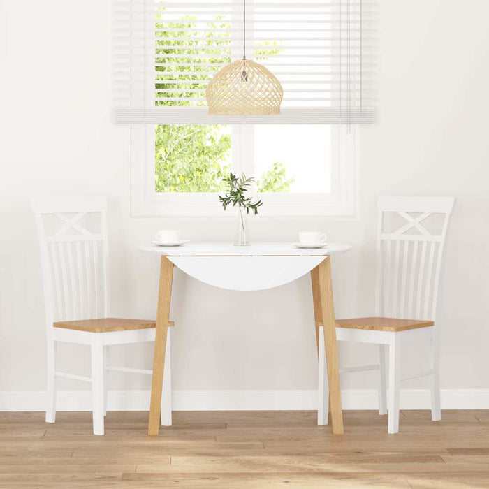 Sedie da Pranzo 2 pz Bianche in Legno Massello di Hevea 4102414