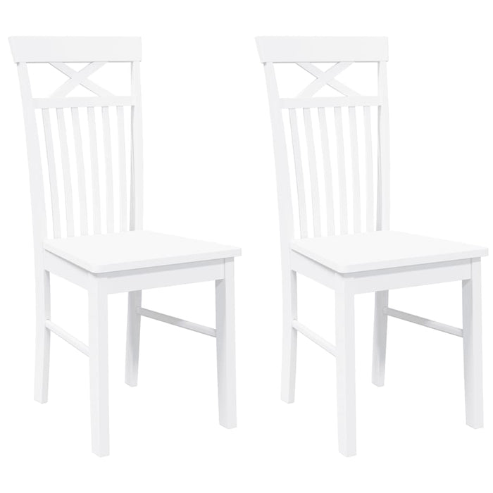 Sedie da Pranzo 2 pz Bianche in Legno Massello di Hevea