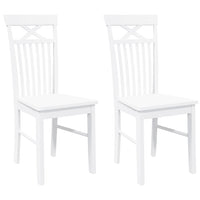 Sedie da Pranzo 2 pz Bianche in Legno Massello di Hevea 4102415