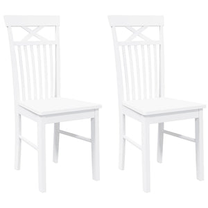 Sedie da Pranzo 2 pz Bianche in Legno Massello di Hevea 4102415