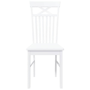 Sedie da Pranzo 2 pz Bianche in Legno Massello di Hevea