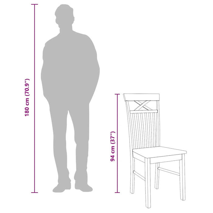 Sedie da Pranzo 2 pz Bianche in Legno Massello di Hevea 4102415