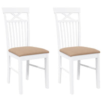 Sedie da Pranzo con Cuscini 2 pz Bianco Legno Massello di Hevea