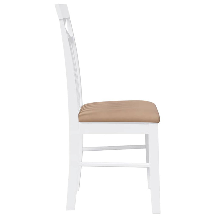 Sedie da Pranzo con Cuscini 2 pz Bianco Legno Massello di Hevea 4102416