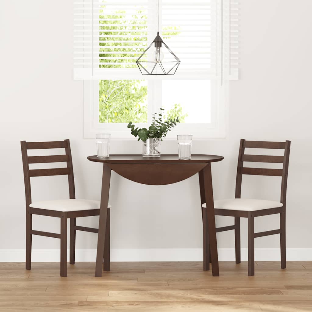 Sedie da Pranzo con Cuscini 2pz Marrone Legno Massello di Hevea